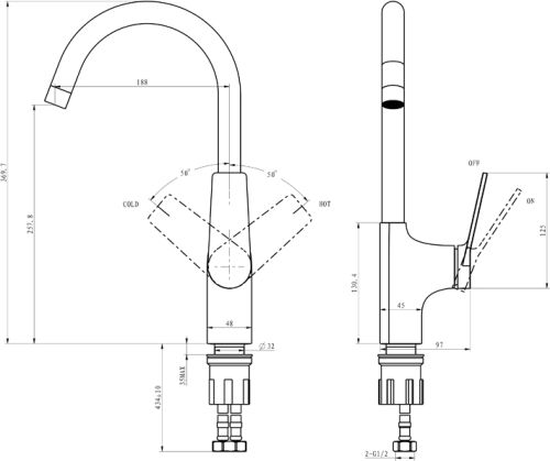 Смеситель для кухни STWORKI HDA5708XH2 в Кисловодске