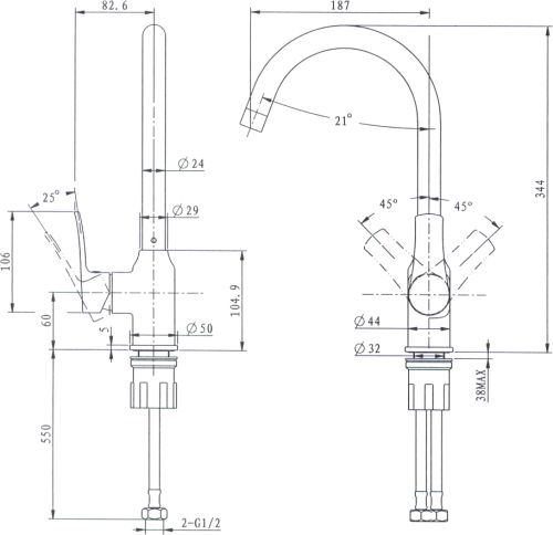 Смеситель для кухни STWORKI HWX0603-P01BK в Кисловодске